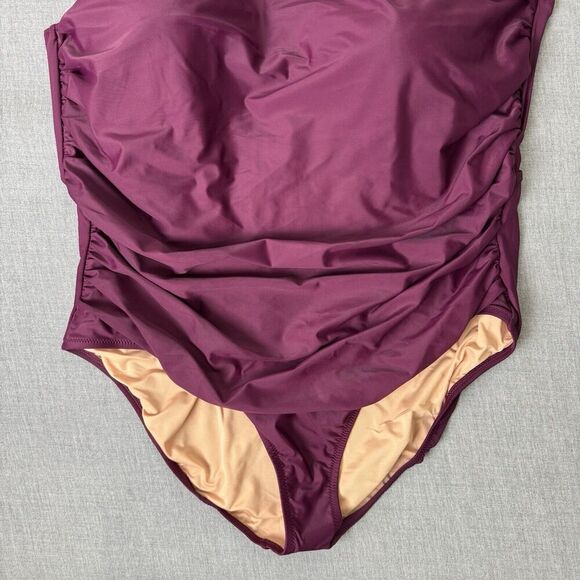 J. Crew Swimsuit Womens 24 Purple Plus One Piece One Shoulder Tropical Beach NEW - Picture 4 of 16